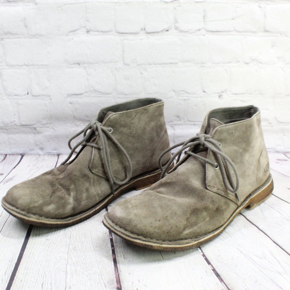 UGG Gray Suede Lace Up Chukka Boots Size 12 - Picture 2 of 9